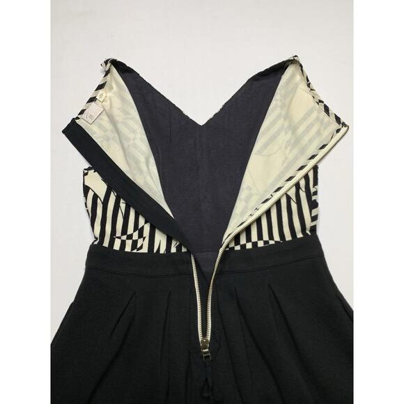 Anthropologie Postmark 9-H15 STCL Size 6 Black White Pleated Cocktail Dress P132 - Picture 7 of 13